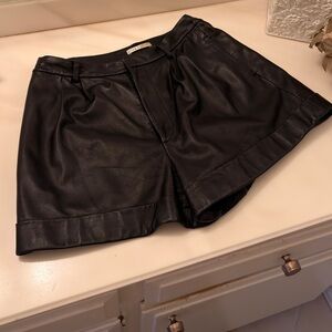 Alice + Olivia Black Leather Shorts